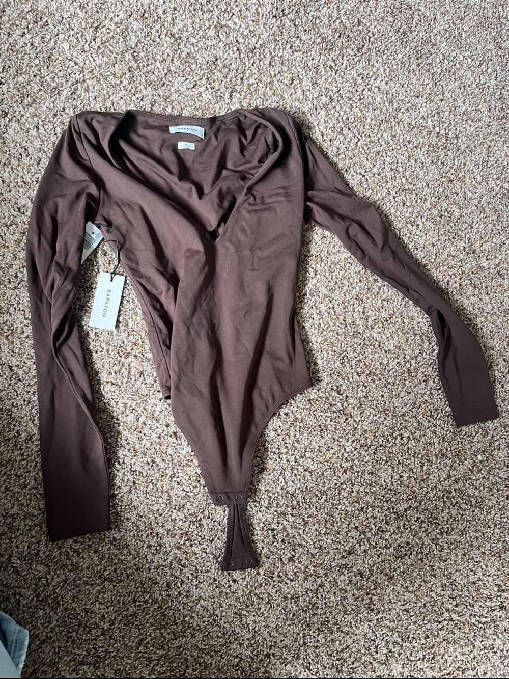 Long Sleeve Snap-Closure Bodysuit - Brown